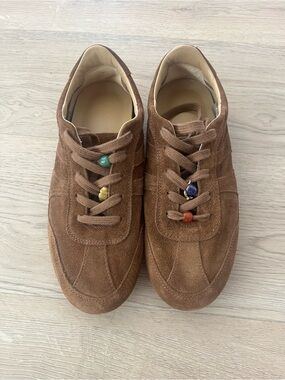 Madewell Brown Suede Women's Sneakers with Colorful Bead Accents